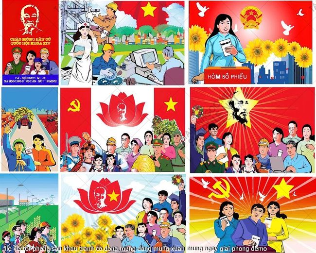 file vector phong san khau tranh co dong mung dang mung xuan mung ngay giai phong